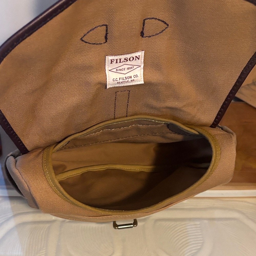 Filson Tan Canvas Field Bag with Leather Accents - Picture 11 of 16